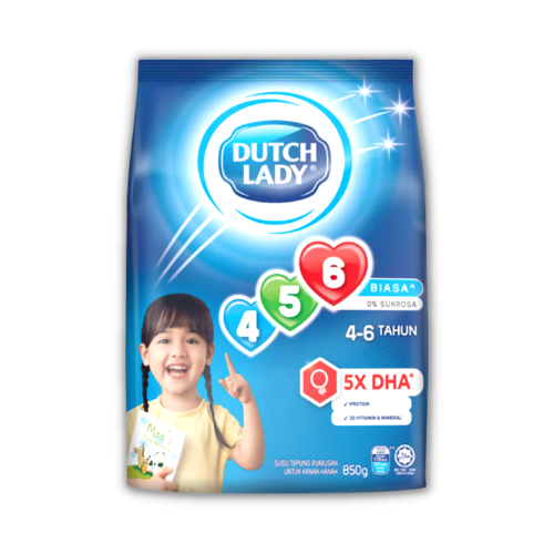 Dutch Lady 5X DHA Milk Powder 4-6years 850g(Biasa)