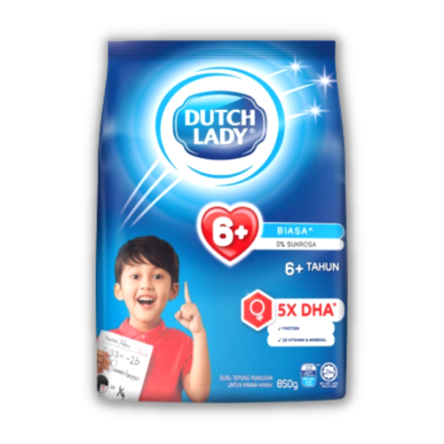 Dutch Lady 5X DHA Milk Powder 6+years 850g(Biasa)